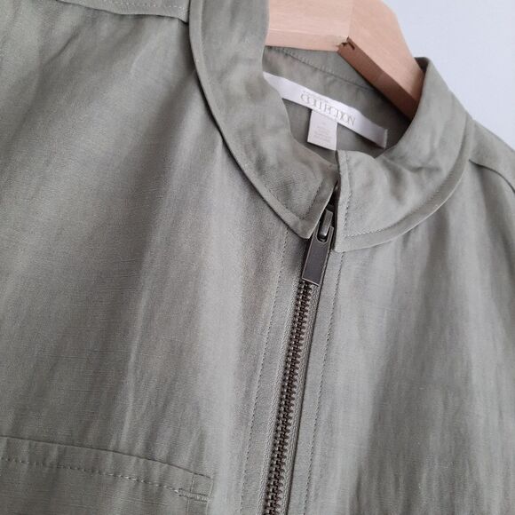 NORDSTROM COLLECTION / Full-Zip Vest Sage Green Utility Style Sz M - Picture 6 of 11